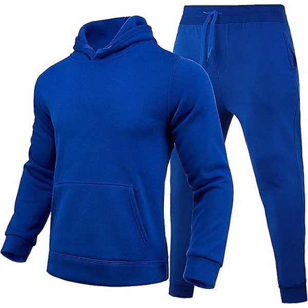 2 st Sweatsuit Set Herr Dam Oversized Långärmad Hoodie Pullover Sweatshirt Träningsoverall Jogger Sweatpants blue XL