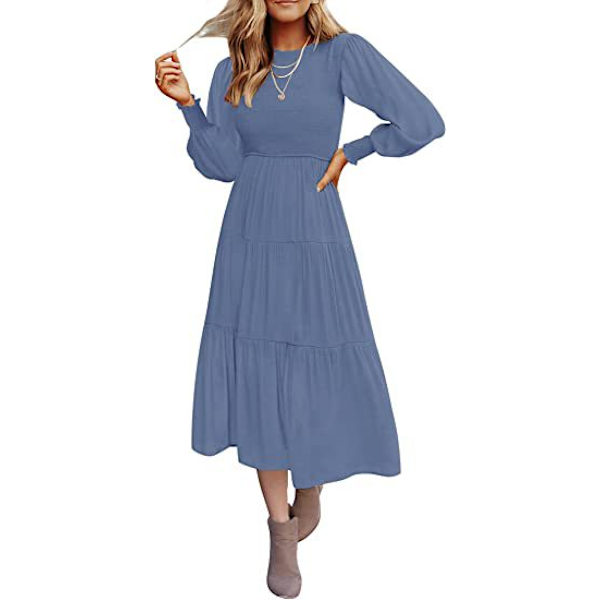 Kortärmade maxiklänningar för kvinnor denim blue M