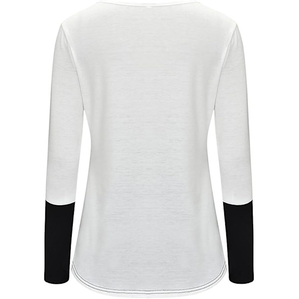 Rundhalsrandig lapptäcke Långärmad Amning Gravid kvinna Amningsblus Toppar T-shirt black L