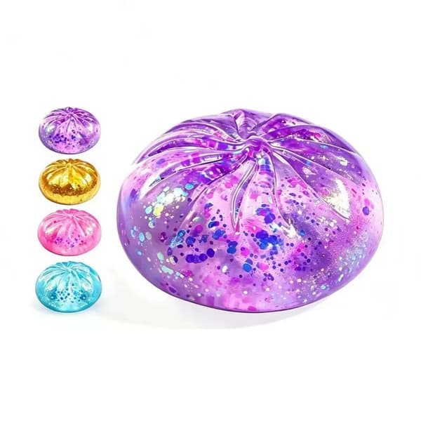 Dumpling Squishies, Dumpling Squishy Mystery Box, 3,4 tum färgglada Dumpling Stressbollar, Fidget Sensorisk Leksak, Kläm Degboll Stresslindrande Handleksaker Purple