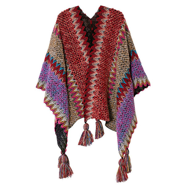Tjocka Poncho Sjal Wrap Öppen Front Lång Vintertröja Kappa