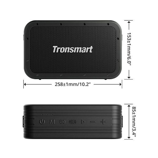 Tronsmart Force Max 80W Bärbar Högtalare för Utomhusbruk IPX6 Vattentät Bluetooth 5.0 Trådlös Bluetooth-högtalare Black