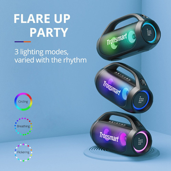 Tronsmart Bang SE Bluetooth Bärbar Fest Högtalare 3 Belysningslägen, 24 Timmars Speltid, IPX6 Vattentät Black