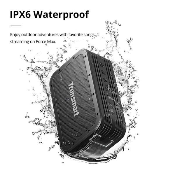 Tronsmart Force Max 80W Bärbar Högtalare för Utomhusbruk IPX6 Vattentät Bluetooth 5.0 Trådlös Bluetooth-högtalare Black