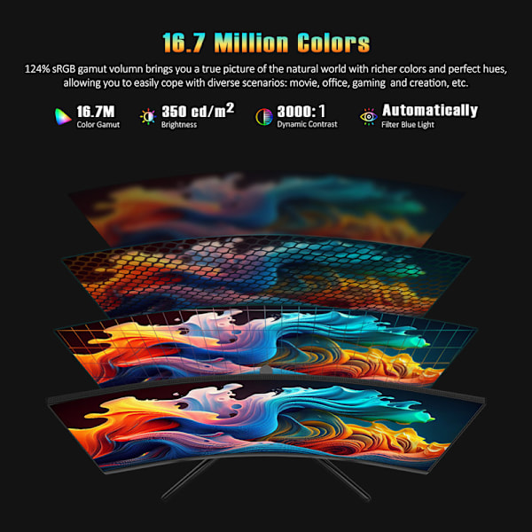 TITAN ARMY C32C1S 1500R Böjd Speldatormonitor, 31,5 tum 2560*1440 HVA Snabbpanel, 240Hz Uppdateringsfrekvens, 1ms GTG, Adaptiv Synkronisering, HDR400, 99% sRGB Black