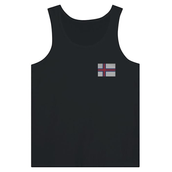 Færøerne Flag Broderi Tank Top i Sort Svart M