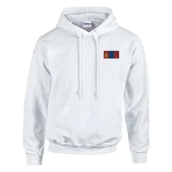 Hætte sweatshirt - PIXELFORMA - Mongoliets flag - Lange ærmer - Hættekrave - Unisex Vit jag