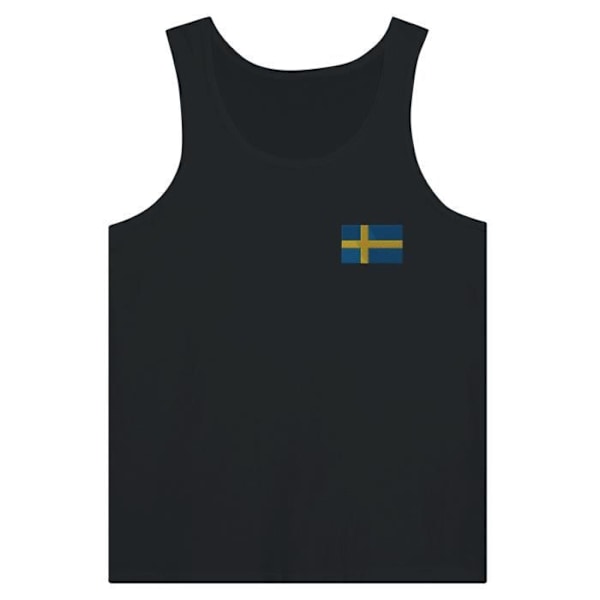 Sweden Flag Broderi Tank Top i Sort Svart M