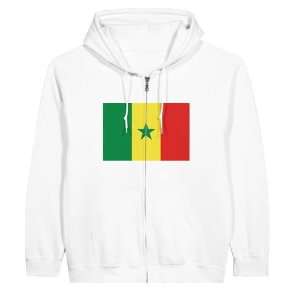 Hættetrøje - PIXELFORMA - Senegal flag - Hvid - Polyester-Bomuld - Optimal komfort Vit jag