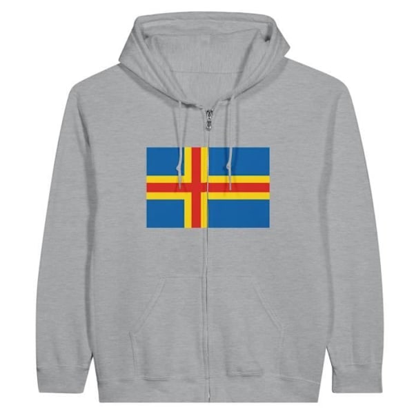 Åland Flag Hættetrøje med lynlås i grå Grå M