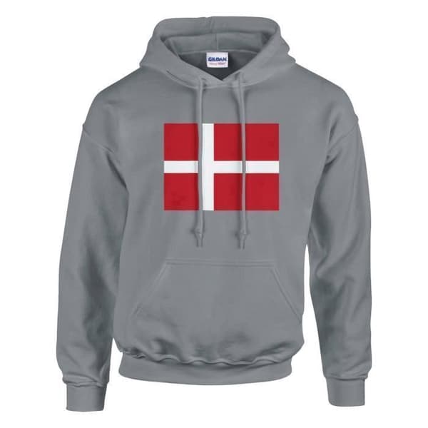 Hættetrøje - PIXELFORMA - Danmarks Flag - Grå - Lange ærmer - Unisex Grå XXL