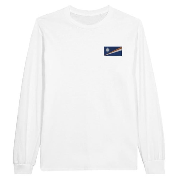 Marshall Islands Flag Broderi Langærmet T-shirt i hvid Vit XXL