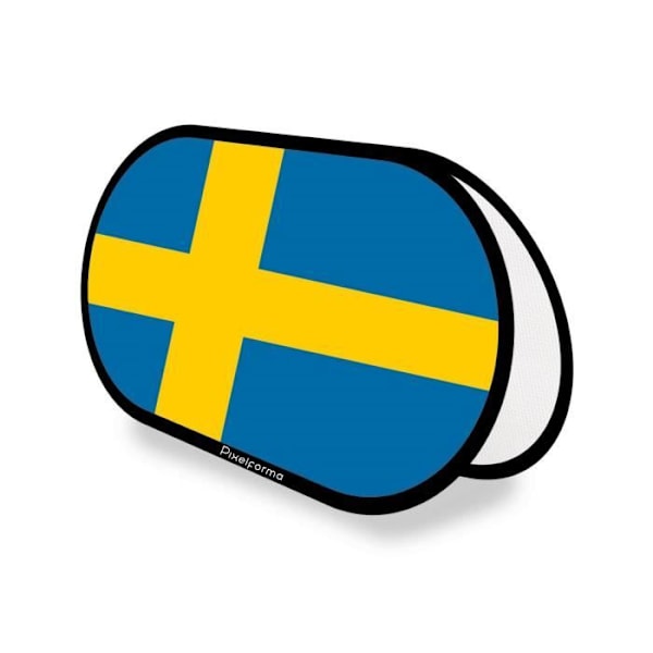 Ovalt reklamstöd Sveriges flagga i 70x120cm