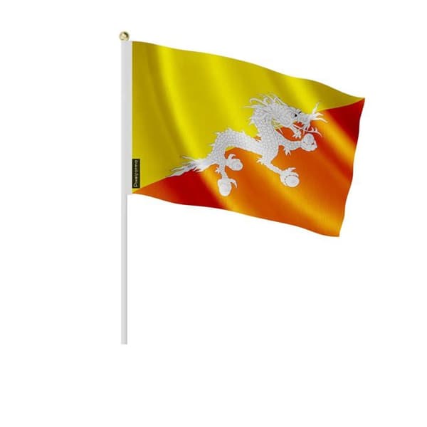 Mini Flag - Bhutan - 14 x 21 cm - Durable Polyester - Double-Sided Print - Multicolored Flerfärgad