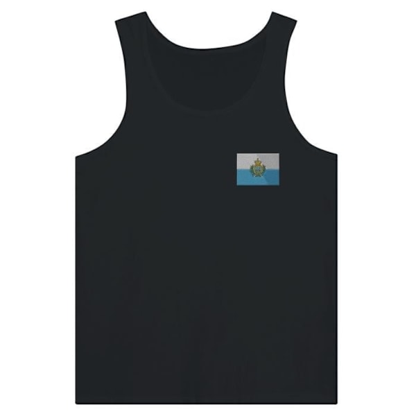 San Marino Flag Broderi Tank Top i Sort Svart XS