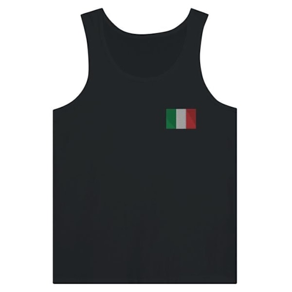 Italien Flag Broderi Tank Top i Sort Svart M