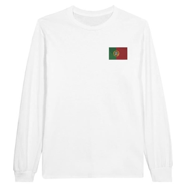 Portugal Flag Broderi Langærmet T-Shirt i Hvid Vit XXXL