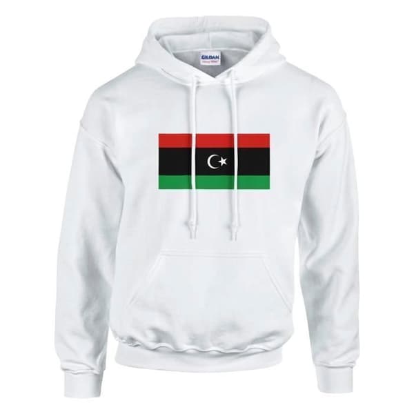 Hætte sweatshirt - PIXELFORMA - Libysk flag - Bomuld-polyester - Holdbar komfort - Justerbar Vit M