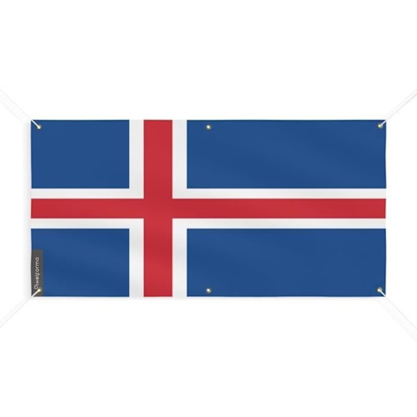 Island Flag Banner 6 Øjer 50x100cm i polyester