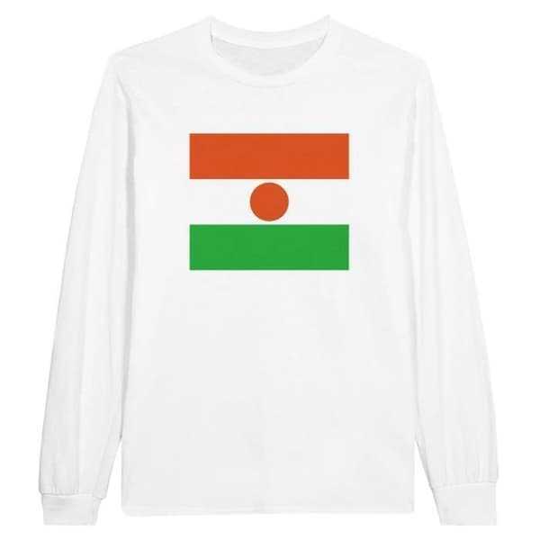 Langærmet T-shirt - PIXELFORMA - Niger flag - 100% bomuld - Langærmede - Normal pasform Vit M