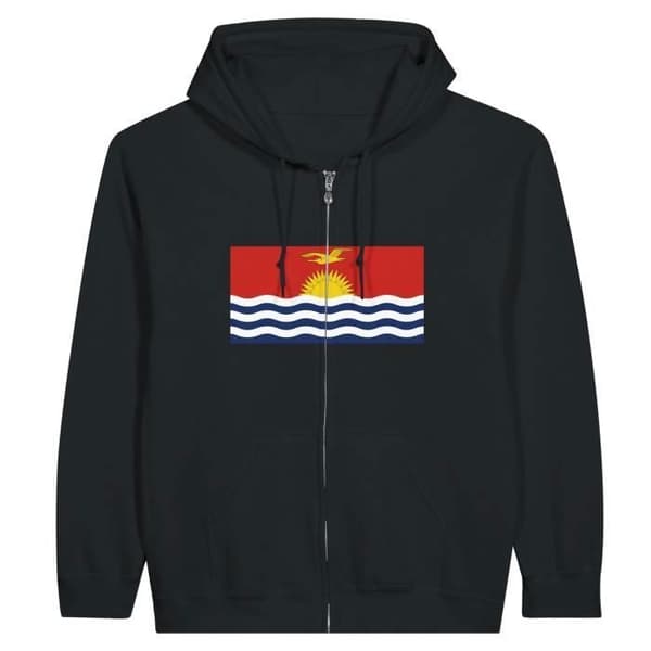 Sweatshirt med hætte - PIXELFORMA - Kiribati flag - Sort - Polyester-Bomuld - Lynlås Svart XXL