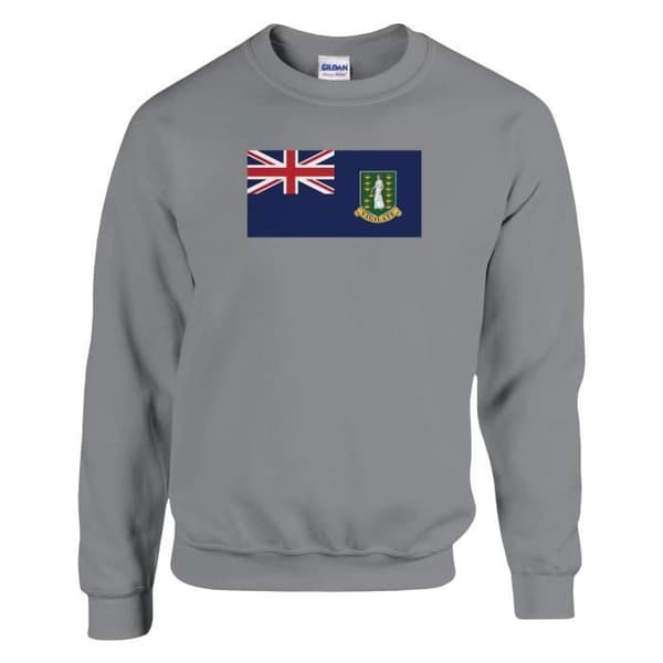 Sweatshirt - PIXELFORMA - Brittiska Jungfruöarnas flagga - Grå - Långa ärmar - Rundad krage Grå S