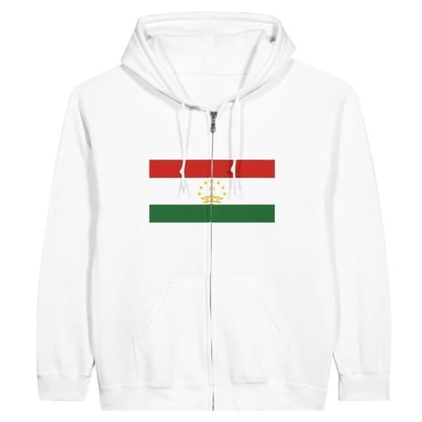Huvtröja - PIXELFORMA - Tadzjikistan flagga - Vit - Polyester-Bomull - Långa ärmar Vit M