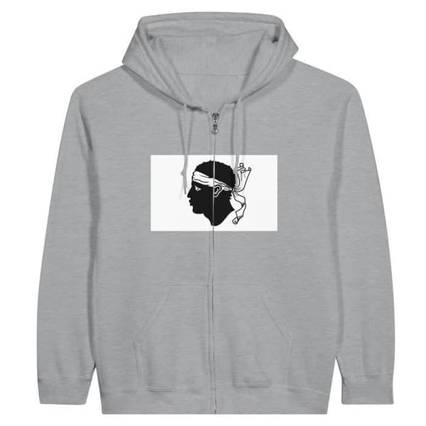 PIXELFORMA Hættetrøje med lynlås - Corsica Flag - Grå Grå M