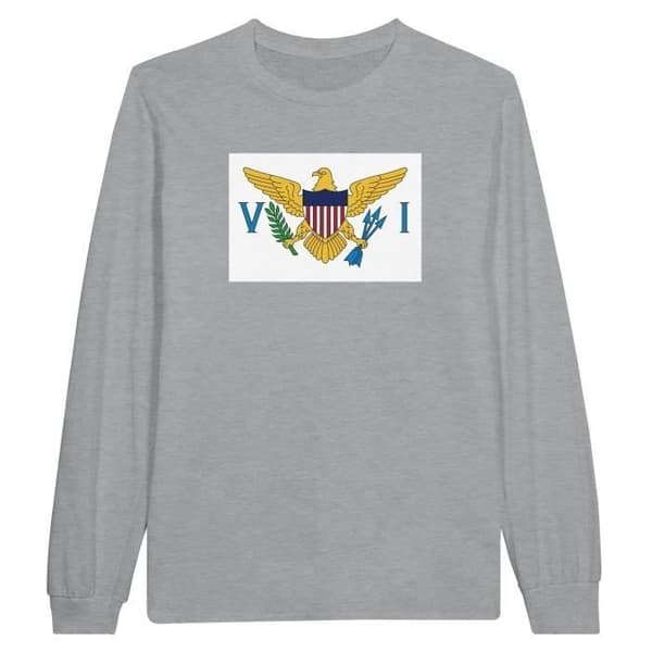 Långärmad t-shirt - PIXELFORMA - Jungfruöarnas flagga - Grå - 100% bomull - Herr Grå S