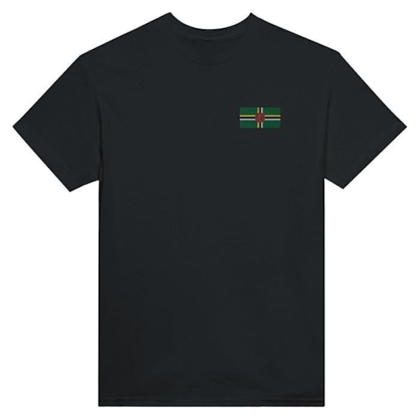 Dominica Flag Broderi T-Shirt i Sort Svart S