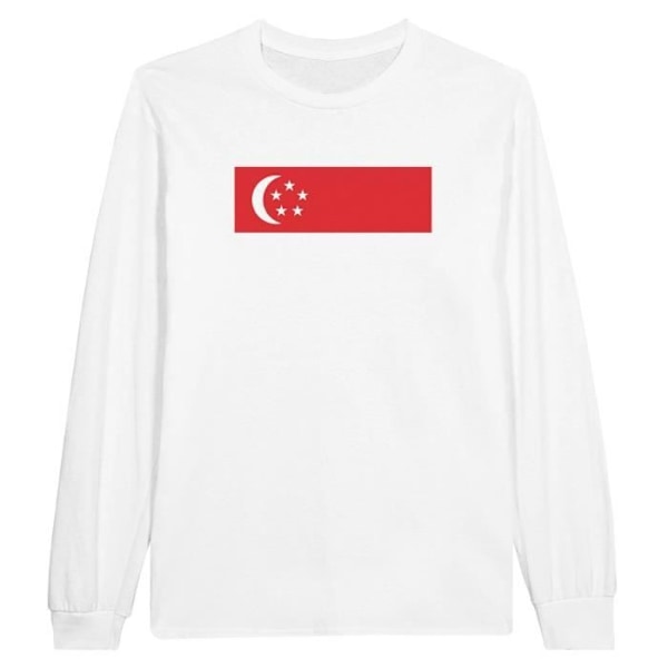 Singapore Flag langærmet T-shirt i hvid Vit XXXL