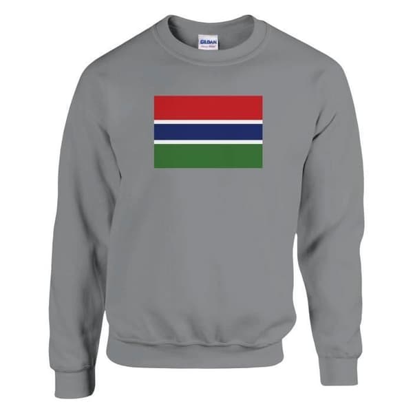 Tröja - PIXELFORMA - Gambia Flagga - Grå - Långärmad - Rundad hals Grå XXL