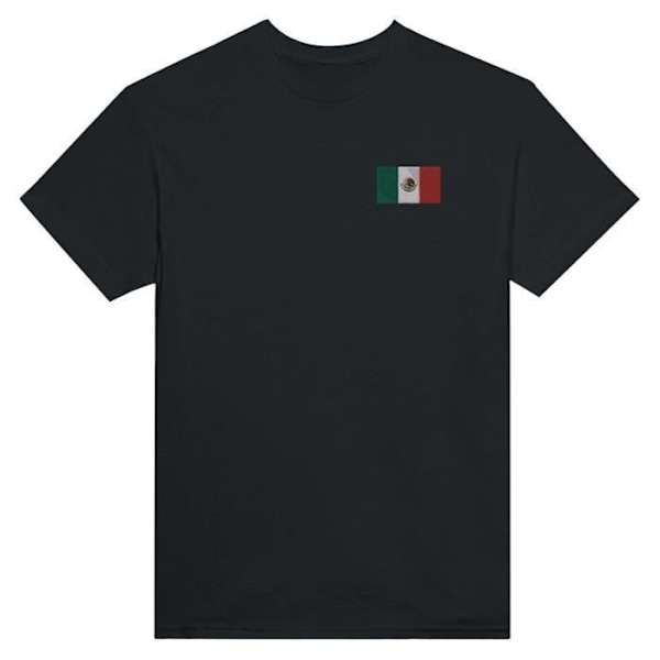 Mexico Flag Broderi T-Shirt i Sort Svart jag