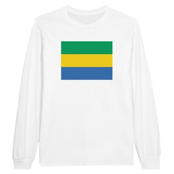 Gabon Flag pitkähihainen T-paita valkoinen Vit jag