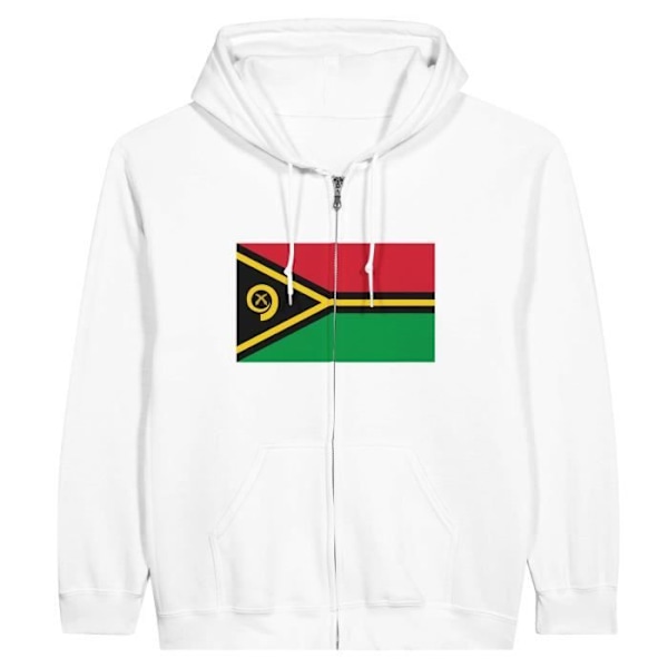 Vanuatu Flag Zip Hoodie i Vit Vit jag