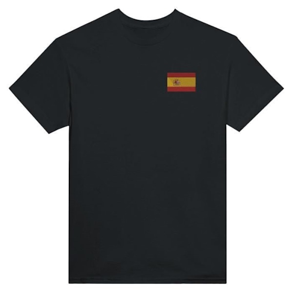 Spanien flag broderi T-shirt i sort Svart XXXL