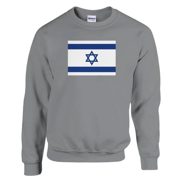 Sweatshirt - PIXELFORMA - Israelin lippu - Harmaa - Pitkät hihat - Klassinen kaulus Grå S