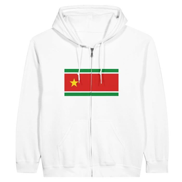 Hættebluse - PIXELFORMA - Guadeloupe Flag - Hvid - Polyester-Bomuld - Lynlås Vit S