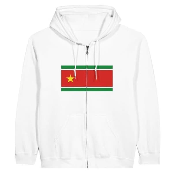 Huvtröja - PIXELFORMA - Guadeloupeflagga - Vit - Polyester-Bomull - Dragkedja Vit S