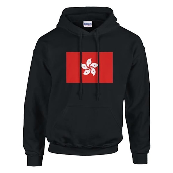 Hong Kong Flag -huppari mustana Svart XXXL