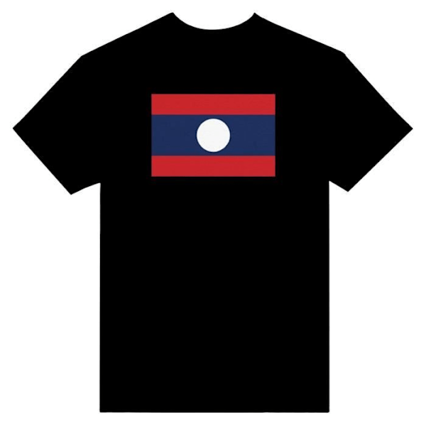 Laos Flag T-shirt i sort farve Svart XXL