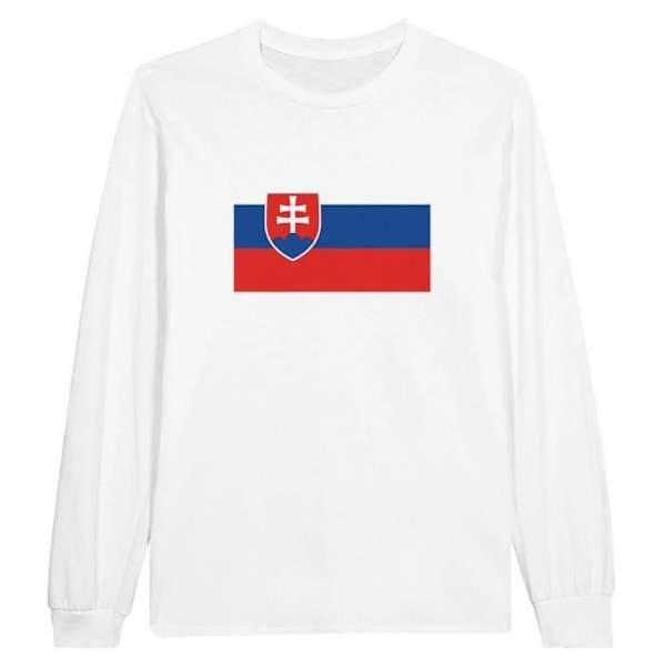 Slovakia Flag langærmet T-shirt i hvid Vit M