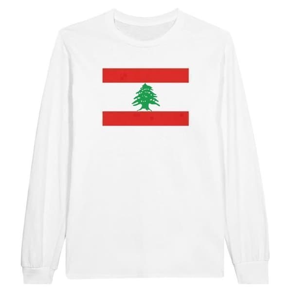 Libanon Flag langærmet T-shirt i hvid Vit M