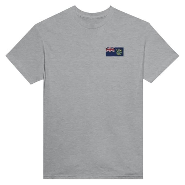 Pitcairn Islands Flag Broderi T-shirt i grå Grå M