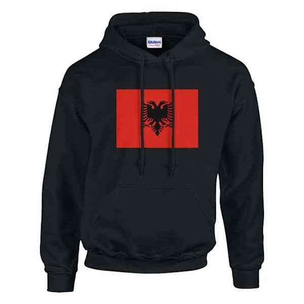 Albanian Flag -huppari mustana Svart XXXXXL