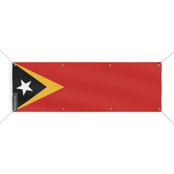 Banner - PIXELFORMA - Østtimor Flag - 8 øjer - 190x570 cm - Holdbar polyester