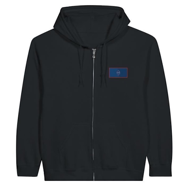 Guam Flag Embroidery Zip Hoodie i Svart Svart M