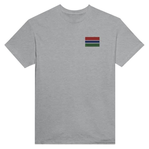 Gambia Flag Broderi T-Shirt i Grå Grå XL