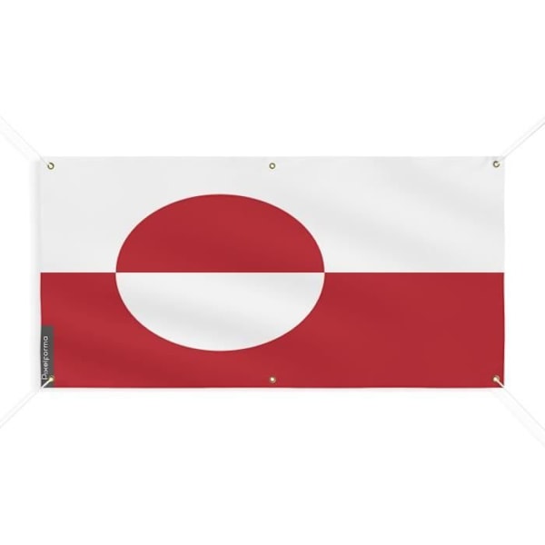 Grønlands Flag Banner 6 Øjer 70x140cm i polyester