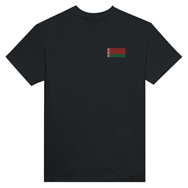 Vitrysslands flagga broderi T-shirt i svart Svart XXXL